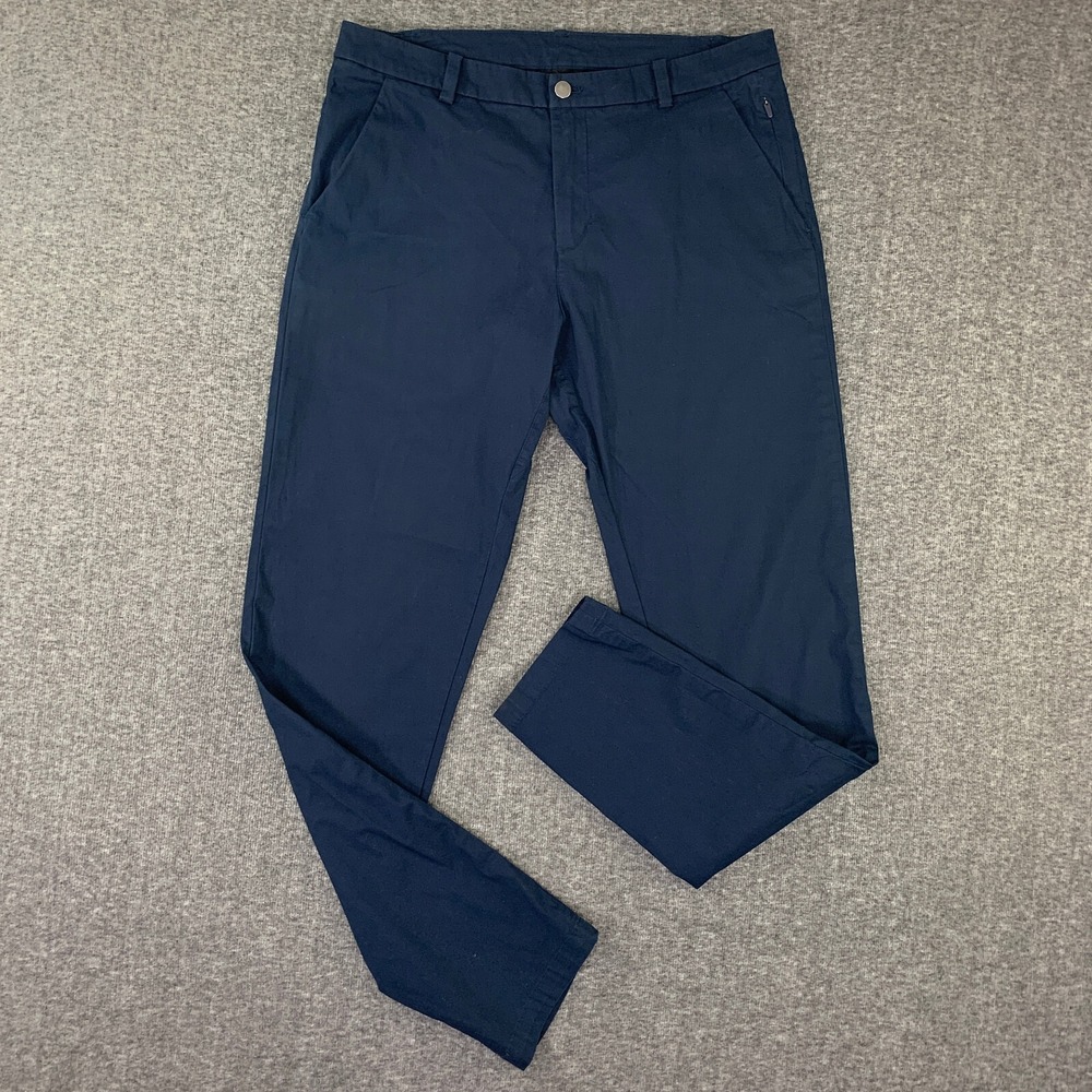 Lululemon ABC Pants Men 33x31 Navy Blue Chino Trousers Performance Warpstreme - Picture 1 of 12